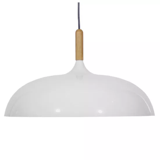 GloboStar® VALLETE WHITE 01256 Μοντέρνο Κρεμαστό Φωτιστικό Οροφής Μονόφωτο Λευκό Μεταλλικό Καμπάνα Φ45 x Y27cm