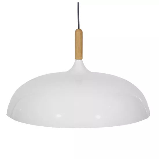 GloboStar® VALLETE WHITE 01256 Μοντέρνο Κρεμαστό Φωτιστικό Οροφής Μονόφωτο Λευκό Μεταλλικό Καμπάνα Φ45 x Y27cm