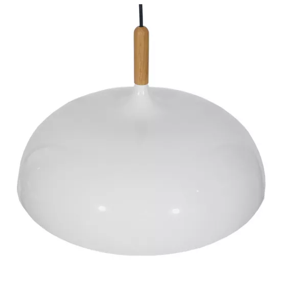 GloboStar® VALLETE WHITE 01256 Μοντέρνο Κρεμαστό Φωτιστικό Οροφής Μονόφωτο Λευκό Μεταλλικό Καμπάνα Φ45 x Y27cm