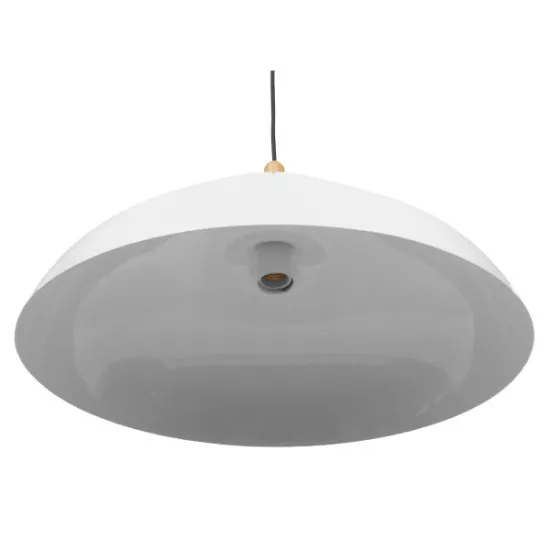 GloboStar® VALLETE WHITE 01256 Μοντέρνο Κρεμαστό Φωτιστικό Οροφής Μονόφωτο Λευκό Μεταλλικό Καμπάνα Φ45 x Y27cm