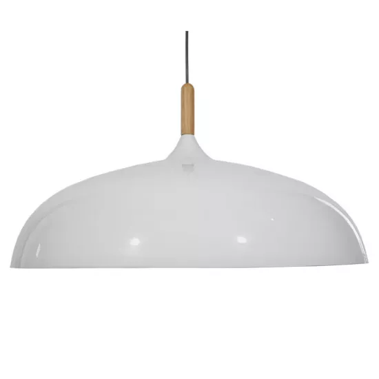 GloboStar® VALLETE WHITE 01257 Μοντέρνο Κρεμαστό Φωτιστικό Οροφής Μονόφωτο Λευκό Μεταλλικό Καμπάνα Φ60 x Y35cm