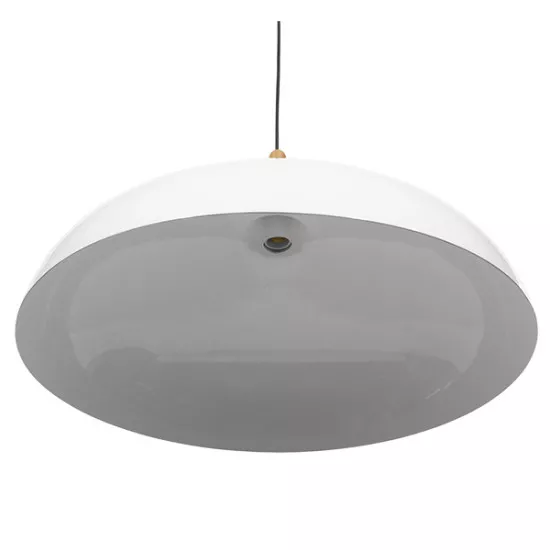 GloboStar® VALLETE WHITE 01257 Μοντέρνο Κρεμαστό Φωτιστικό Οροφής Μονόφωτο Λευκό Μεταλλικό Καμπάνα Φ60 x Y35cm