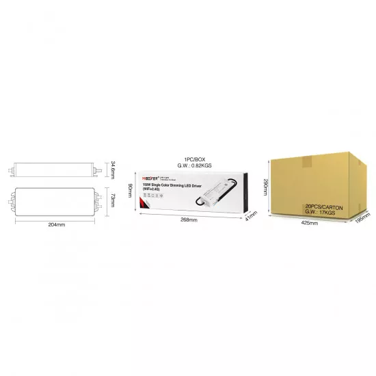 GloboStar® 71438 WP1-P150V24 Mi-BOXER DC Smart Wifi & RF 2.4Ghz & Push Dimming Power Supply Τροφοδοτικό SELV & Controller / Dimmer All in One AC100-240V σε DC 24V 1 x 6.25A 150W - Max 6.25A 150W - Αδιάβροχο IP67 Μ22.5 x Π7 x Υ3.5cm - 3 Years Warranty