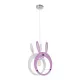 GloboStar® BUNNY 61577 Μοντέρνο Παιδικό Κρεμαστό Φωτιστικό Οροφής Μονόφωτο 1 x E27 Ροζ PVC Φιγούρα Λαγουδάκι Μ27.2 x Π15.5 x Υ40cm