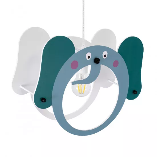 GloboStar® ELEPHANT 61578 Μοντέρνο Παιδικό Κρεμαστό Φωτιστικό Οροφής Μονόφωτο 1 x E27 Πράσινο PVC Φιγούρα Ελέφαντας Μ37.7 x Π15.5 x Υ31.5cm