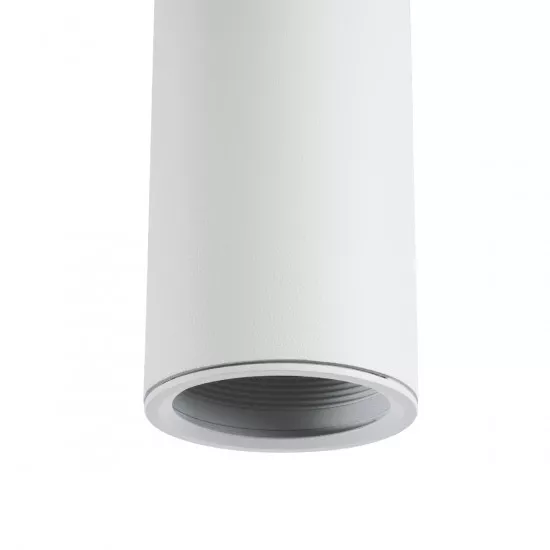 GloboStar® CANNON WHITE 01274 Μοντέρνο Κρεμαστό Φωτιστικό Οροφής Spot Gu10 Μονόφωτο Λευκό Μεταλλικό Φ6 x Y20cm