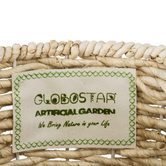GloboStar® Artificial Garden LIMNOS 20299 Διακοσμητικό Πλεκτό Καλάθι - Κασπώ Γλάστρα - Flower Pot Μπεζ Φ26cm x Υ42cm