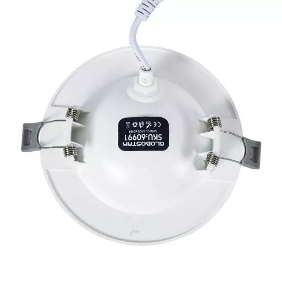 GloboStar® LEXIS JOINT 60990 Χωνευτό LED Κινούμενο Spot Downlight 7W 680lm 45° AC 220-240V IP44 Φ12cm x Υ3.1cm - Στρόγγυλο - Λευκό - Φυσικό Λευκό 4500K - Bridgelux Chip - TÜV Certified Driver - 5 Years Warranty