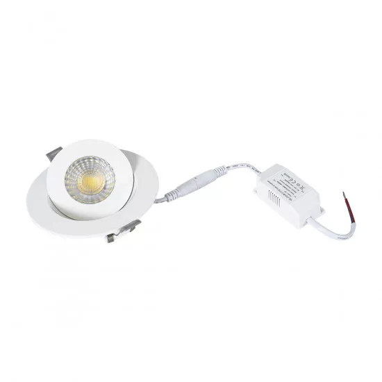 GloboStar® LEXIS JOINT 60990 Χωνευτό LED Κινούμενο Spot Downlight 7W 680lm 45° AC 220-240V IP44 Φ12cm x Υ3.1cm - Στρόγγυλο - Λευκό - Φυσικό Λευκό 4500K - Bridgelux Chip - TÜV Certified Driver - 5 Years Warranty