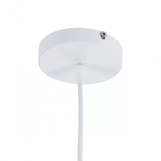 GloboStar® STEPHEN 01225 Μοντέρνο Κρεμαστό Φωτιστικό Οροφής Μονόφωτο Λευκό Μεταλλικό Πλέγμα με Λευκό Γυαλί Φ26 x Y21cm
