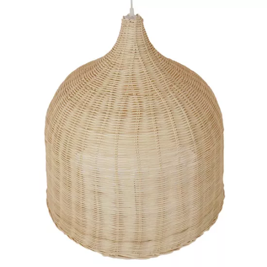 GloboStar® BAHAMAS 01370 Vintage Κρεμαστό Φωτιστικό Οροφής Μονόφωτο Μπεζ Ξύλινο Ψάθινο Bamboo Φ60 x Υ60cm