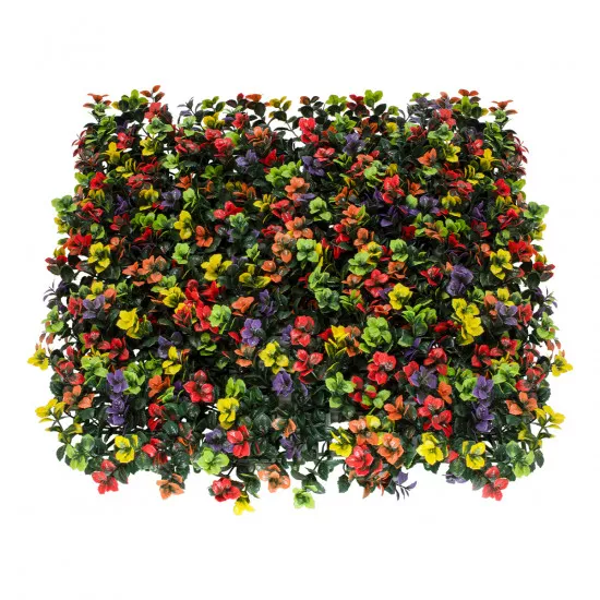 GloboStar® Artificial Garden FICUS GINSENG 20348 Τεχνητό Διακοσμητικό Πάνελ Φυλλωσιάς - Κάθετος Κήπος σύνθεση Πολύχρωμος Φίκος Τζίνσενγκ Μ50 x Π50 x Υ9cm