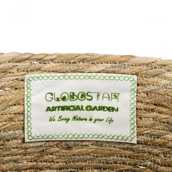 GloboStar® Artificial Garden TINOS 20292 Διακοσμητικό Πλεκτό Καλάθι - Κασπώ Γλάστρα - Flower Pot Μπεζ Φ35cm x Υ30cm