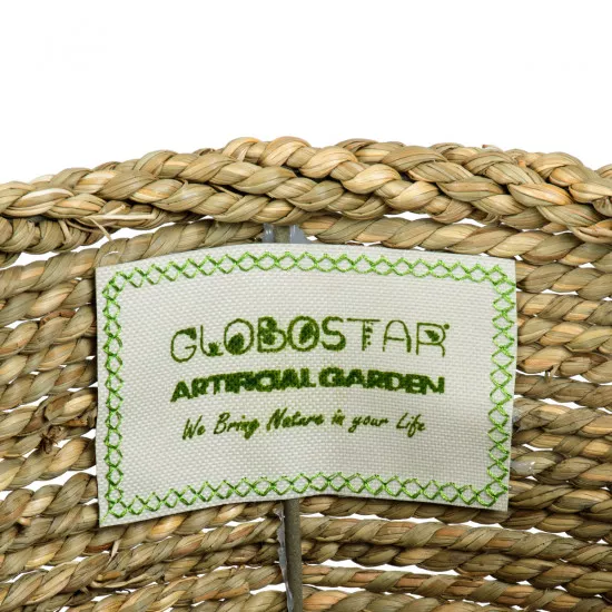 GloboStar® Artificial Garden THASSOS 20294 Διακοσμητικό Πλεκτό Καλάθι - Κασπώ Γλάστρα - Flower Pot Μπεζ με Καφέ Φ26cm x Υ24cm