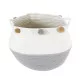 GloboStar® Artificial Garden KYTHNOS 20313 Διακοσμητικό Πλεκτό Καλάθι - Κασπώ Γλάστρα - Flower Pot Γκρι με Λευκό Φ25cm x Υ24cm