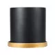 GloboStar® Artificial Garden ELAFONISOS 20447 Πήλινο Κεραμικό Κασπώ Γλάστρα - Flower Pot Μαύρο με Χρυσό Φ20cm x Υ20cm
