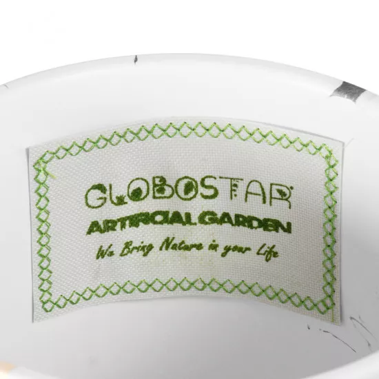 GloboStar® Artificial Garden RODOS 20460 Πήλινο Κεραμικό Κασπώ Γλάστρα - Flower Pot Λευκό με Χρυσό Φ17cm x Υ17cm