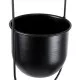 GloboStar® Artificial Garden NISYROS 20487 Κρεμαστό Μεταλλικό Κασπώ Γλάστρα - Flower Pot Μαύρο Φ16cm x Υ52cm