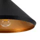 GloboStar® CALYPSO 01334 SET 3 Μοντέρνα Κρεμαστά Φωτιστικά Οροφής Μονόφωτα Μαύρο & Χρυσό Μεταλλικά με Ξύλινη Βάση Καμπάνα