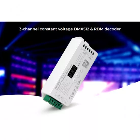 GloboStar® 71425 D3-CX Mi-BOXER DC DMX & RDM Dimmer High Speed Controller / Decoder 3 Καναλιών DC 12-24V 3 x 6A 144W - Max 18A 432W - IP20 Μ13 x Π5 x Υ2.5cm - 5 Years Warranty