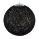 GloboStar® OCEANA 01360 Vintage Κρεμαστό Φωτιστικό Οροφής Μονόφωτο Μαύρο Ξύλινο Ψάθινο Rattan Φ40 x Υ40cm