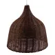 GloboStar® BAHAMAS 01368 Vintage Κρεμαστό Φωτιστικό Οροφής Μονόφωτο Καφέ Σκούρο Ξύλινο Ψάθινο Bamboo Φ45 x Υ47cm