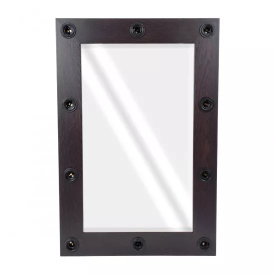 GloboStar® MAKEUP MIRROR-60x90-2 Μοντέρνος Καθρέπτης Μακιγιάζ με Πλαίσιο Φυσικού Ξύλου με Διακόπτη On/Off 10 x E27 AC220-240V - Μ60 x Π7 x Υ90cm - Καφέ Wenge