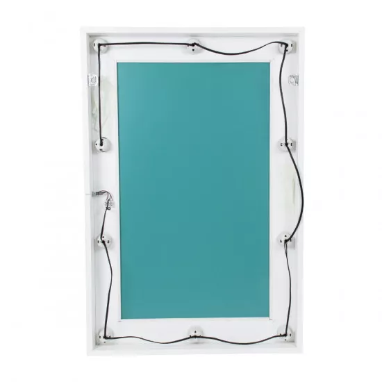 GloboStar® MAKEUP MIRROR-60x90-4 Μοντέρνος Καθρέπτης Μακιγιάζ με Πλαίσιο Φυσικού Ξύλου με Διακόπτη On/Off 10 x E27 AC220-240V - Μ60 x Π7 x Υ90cm - Λευκή Λάκα