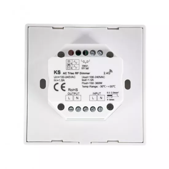 GloboStar® 71456 KS SKYDANCE AC Smart RF 2.4Ghz & Ροοστάτη Triac Dimming AC100-240V σε AC100-240V 1 x 1.5A 360W - Max 1.5A 360W - IP20 - Λευκό Σώμα - Μ8.5 x Π8.5 x Υ5.2cm - 5 Years Warranty