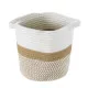 GloboStar® Artificial Garden ITHAKI 20323 Διακοσμητικό Πλεκτό Καλάθι - Κασπώ Γλάστρα - Flower Pot Καφέ με Λευκό Φ20cm x Υ20cm