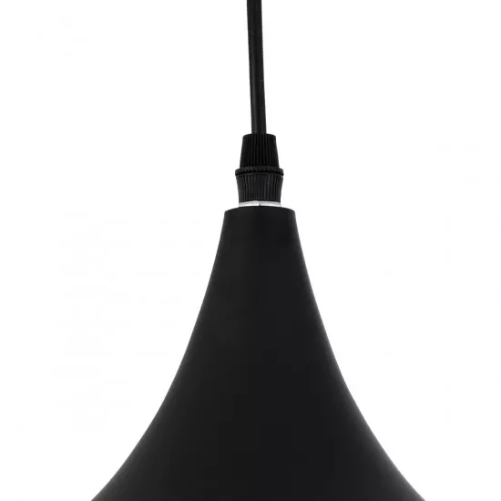 GloboStar® SHANGHAI BLACK 01025-B Μοντέρνο Κρεμαστό Φωτιστικό Οροφής Μονόφωτο 1 x E27 Μαύρο Μεταλλικό Καμπάνα Φ37 x Υ17cm