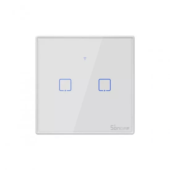 GloboStar® 80131  SONOFF T2EU2C-RF - 433MHz Wireless Smart Wall Touch Button Switch AC 100-240V Max 4A (2A/Way) 2 Way - RF Series