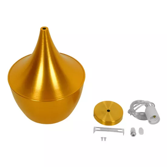 GloboStar® SHANGHAI GOLD 01544 Μοντέρνο Κρεμαστό Φωτιστικό Οροφής Μονόφωτο Χρυσό Μεταλλικό Καμπάνα Φ24 x Y30cm