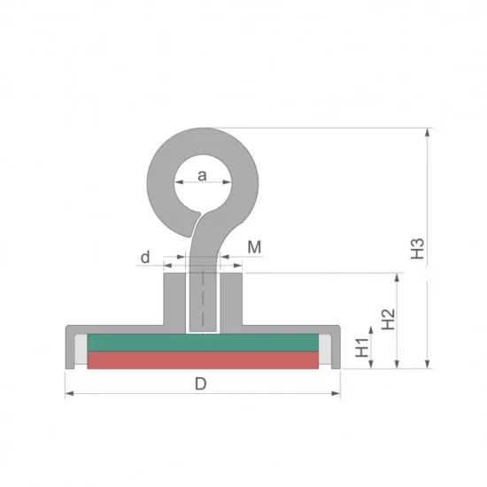 32mm 30Kg Μαγνήτης Νεοδυμίου Γάντζος Κλειστός Διάμετρος : Ø 32mm, Ελκτική Δύναμη 30kg (1 pcs )